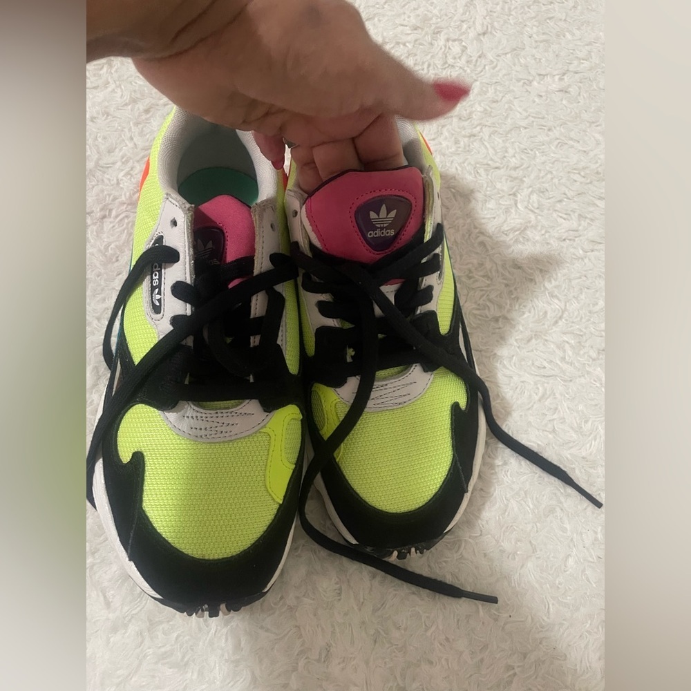 Adidas Bright Yellow and Pink Shoes